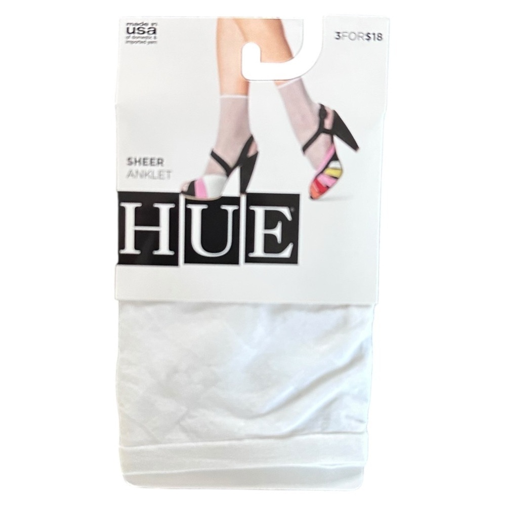 HUE Sheer Anklet One Size NWT Diagonal Ribbon Anklet White